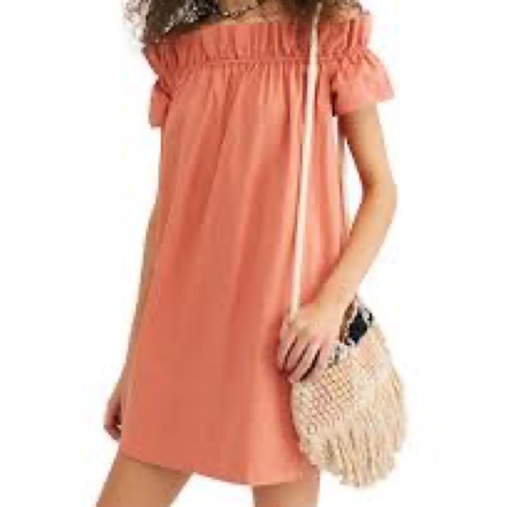 Free People Off the Shoulder Sophie Orange Neutral Dress Size XS - Picture 6 of 9